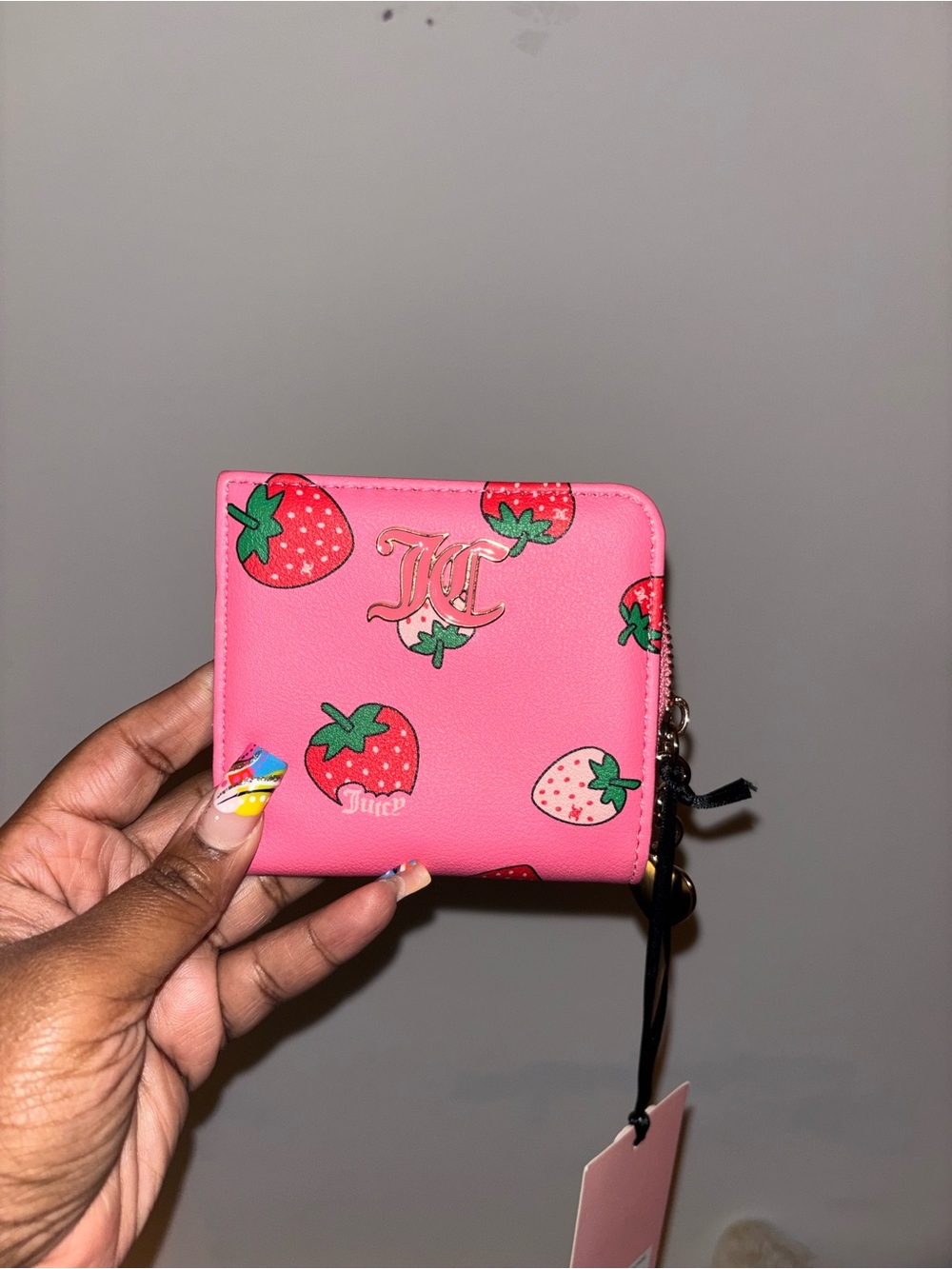 Juicy Couture Pink Strawberry Print Zip Wallet